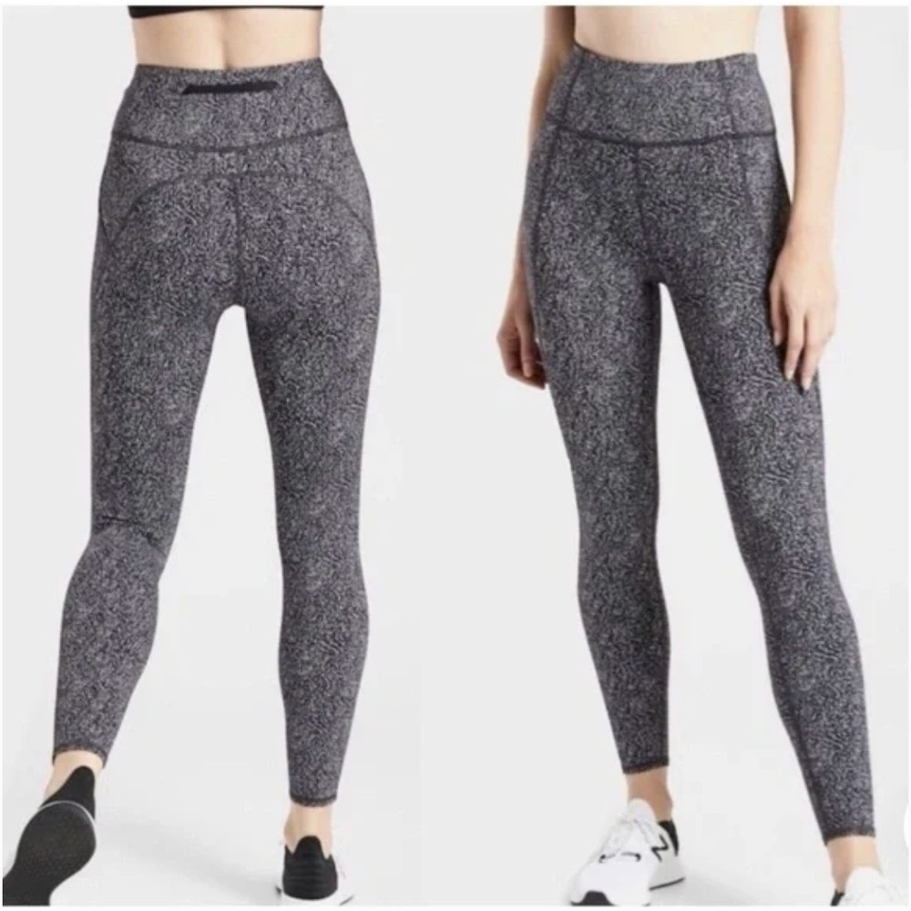 Athleta Lightning Static 7/8 Tights Black White Womens XS